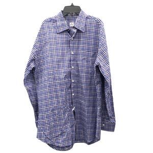 Peter Millar Button Down Long Sleeve Shirt Cotton  Men's Large Purple Blue Plaid